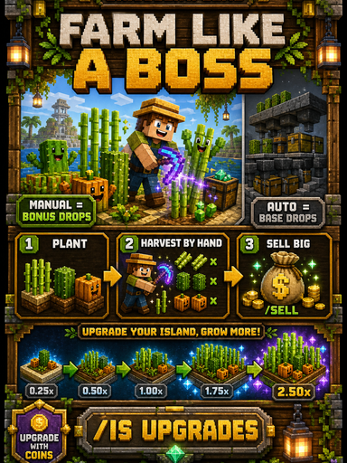 Briccolini guide for farm upgrades and manual harvest bonuses.