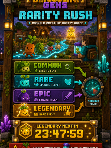 Briccolini Mobwalk rarity guide for Common, Rare, Epic and Legendary creatures.